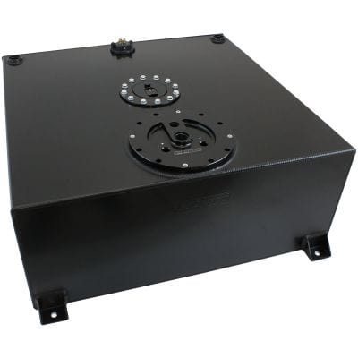 Aeroflow Performance Fuel System Aeroflow Aluminium 100 Liter (26 Gal) Fuel Cell Flat Bottom Triple 40mm Pump Hanger & Fuel Sender - Black AF85-4091ASBLK SR