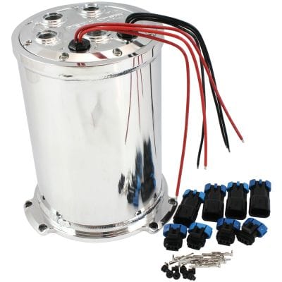 Aeroflow Performance Fuel System Aeroflow Triple EFI Fuel Pump Round Surge Tank - Polished AF77-4056 SR