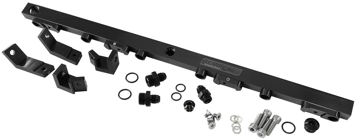 Aeroflow Performance Fuel Systems Black Ford BA-BF 4.0L DOHC 6 Cyl Billet EFI Fuel Rails AF64-2004 SR