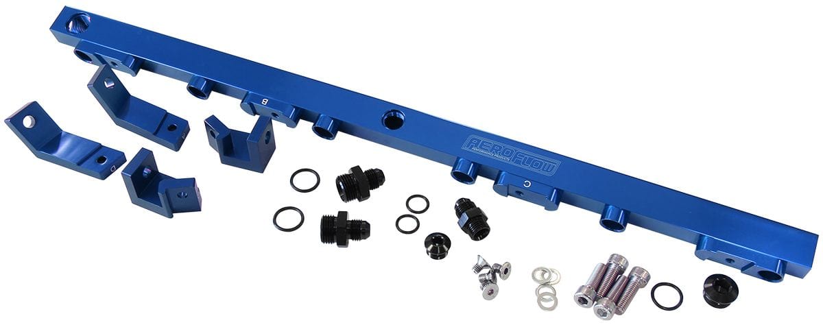 Aeroflow Performance Fuel Systems Blue Ford BA-BF 4.0L DOHC 6 Cyl Billet EFI Fuel Rails AF64-2004 SR