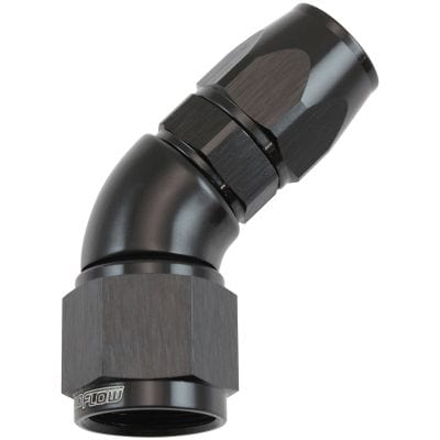 Aeroflow Performance Hose & Fittings Aeroflow 200 Series Teflon Style One Piece 45 Degree Stepped Hose End -10AN to -8 Hose AF572-08-10DBLK SR