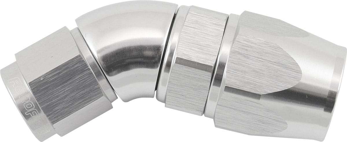 Aeroflow Performance Hose & Fittings Aeroflow 200 Series Teflon Style One Piece 45 Degree Stepped Hose End -6AN to -8 Hose AF572-08-06DS SR