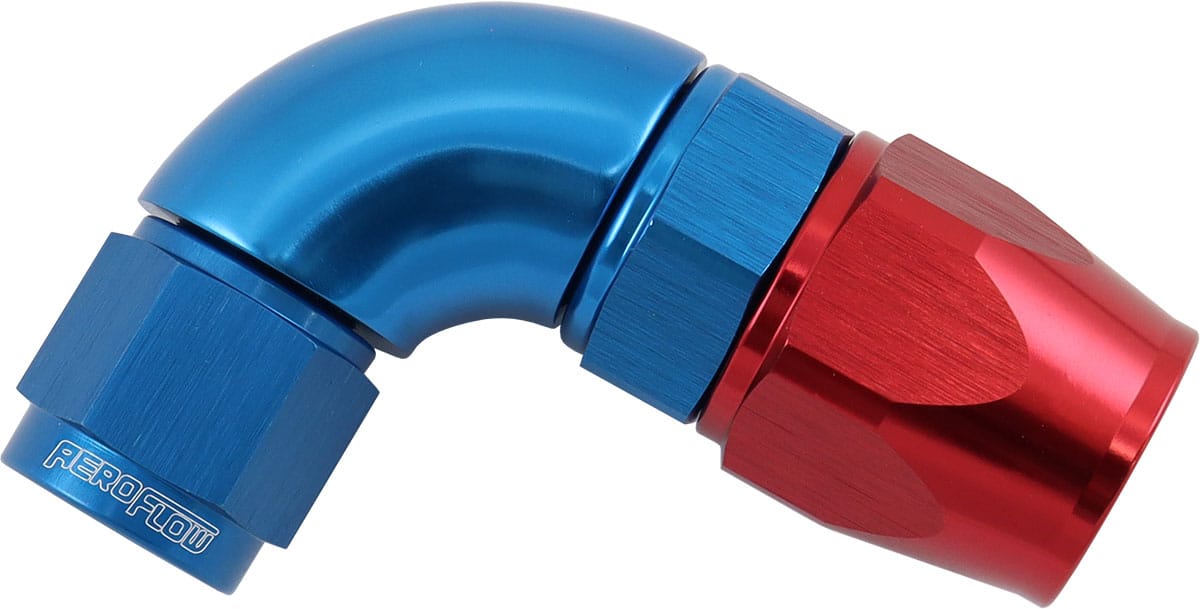 Aeroflow Performance Hose & Fittings Aeroflow 200 Series Teflon Style One Piece 90 Degree Stepped Hose End -6AN to -8 Hose AF573-08-06D SR