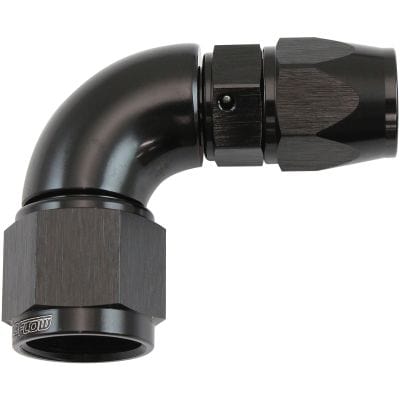 Aeroflow Performance Hose & Fittings Aeroflow 200 Series Teflon Style One Piece 90 Degree Stepped Hose End -8AN to -8 Hose AF573-06-08DBLK SR