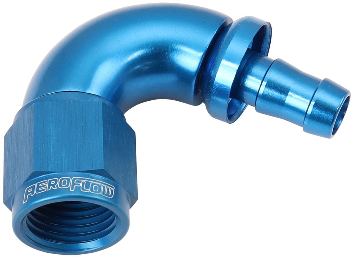 Aeroflow Performance Hose & Fittings Aeroflow 510 Series Full Flow Tight Radius Push Lock 120° Hose End -6AN To 5/16" (8mm) Barb AF514-06-05 SR