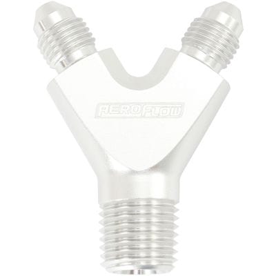 Aeroflow Performance Hose & Fittings Aeroflow NPT To AN Y Block Adapter - Silver Finish AF147-04-03S SR