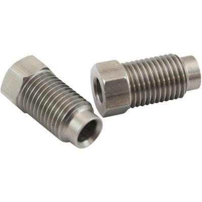 Aeroflow Performance Hose & Fittings Aeroflow Stainless Steel Inverted Flare Long Tube Nuts (Pair) AF364L SR