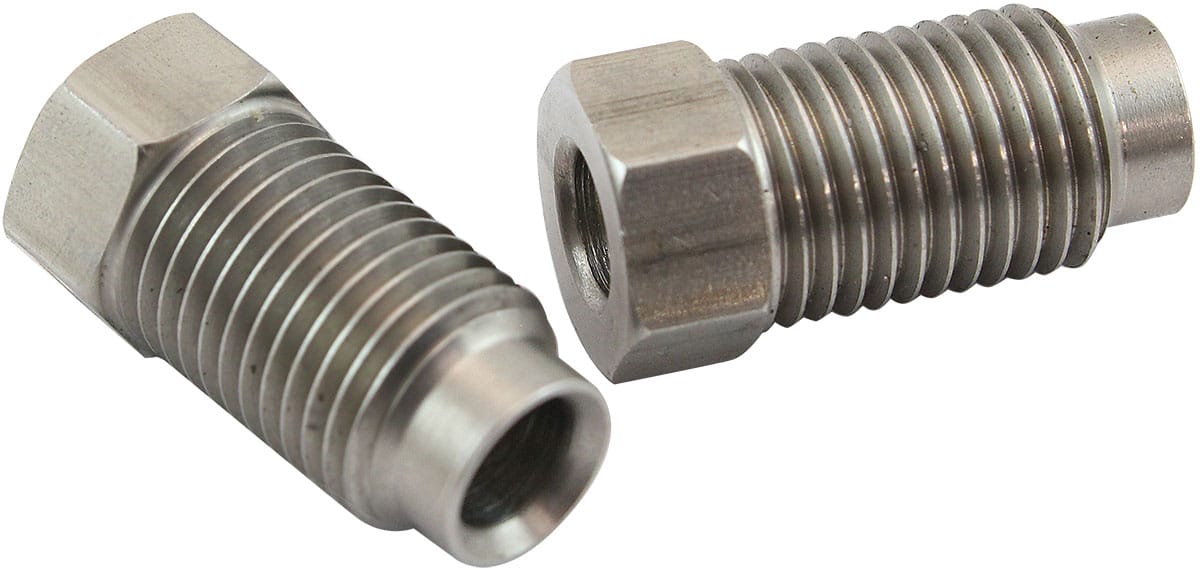 Aeroflow Performance Hose & Fittings Aeroflow Stainless Steel Inverted Flare Long Tube Nuts (Pair) AF364L SR
