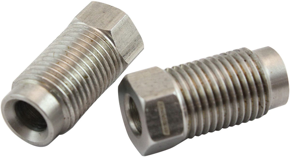 Aeroflow Performance Hose & Fittings Aeroflow Stainless Steel Inverted Flare Long Tube Nuts (Pair) AF366L SR
