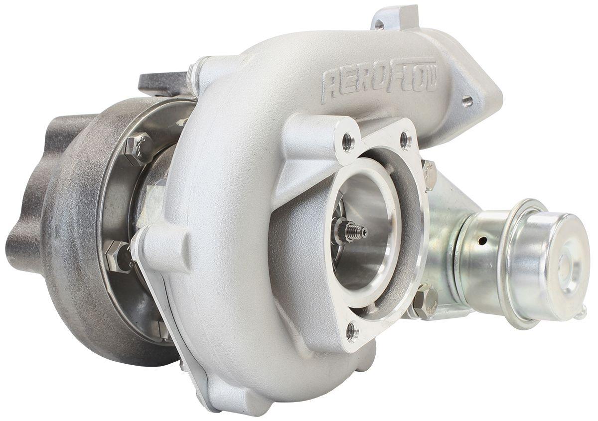 Aeroflow Performance Internal Wastegate, T25 / T28 Inlet Flange, 5-Bolt Exhaust Flange Aeroflow BOOSTED 4647 NISSAN .64 Turbocharger 440HP, Natural Cast Finish AF8005-2002 SR
