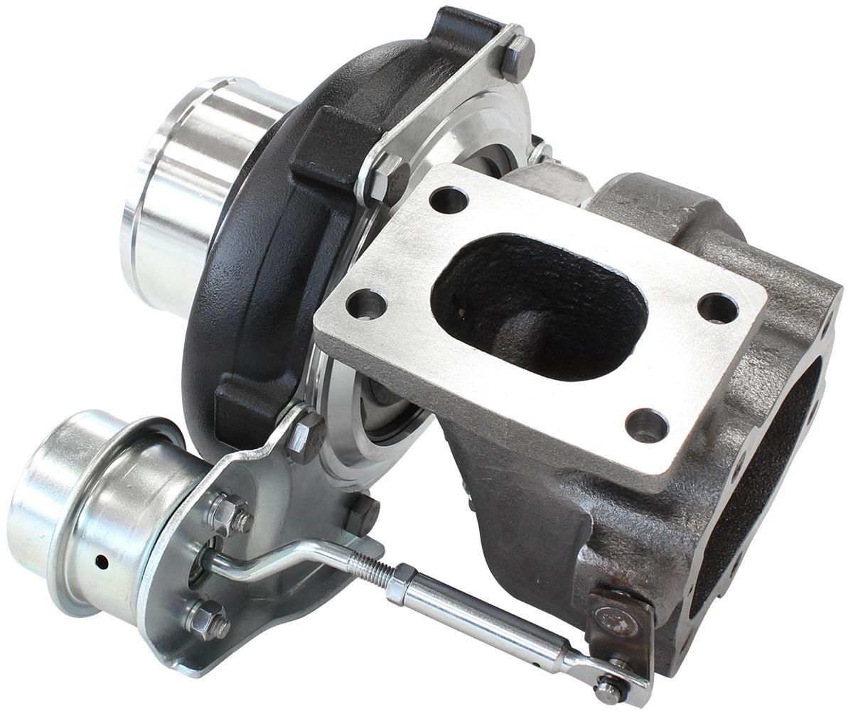 Aeroflow Performance Internal Wastegate, T25 / T28 Inlet Flange, 5-Bolt Exhaust Flange Aeroflow BOOSTED 5047 .64 Turbocharger 550HP, Hi Temp Black Finish AF8005-2020BLK SR