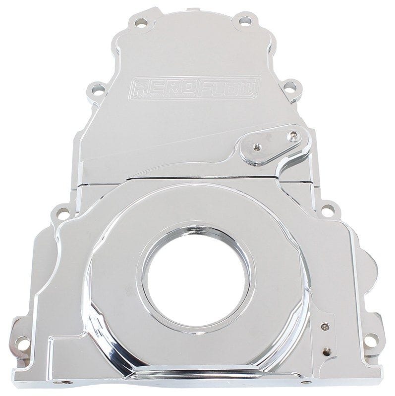Aeroflow Performance LS Engine Parts Chrome 2-Piece Billet Aluminium Timing Cover GM LS Series AF64-4361 SR