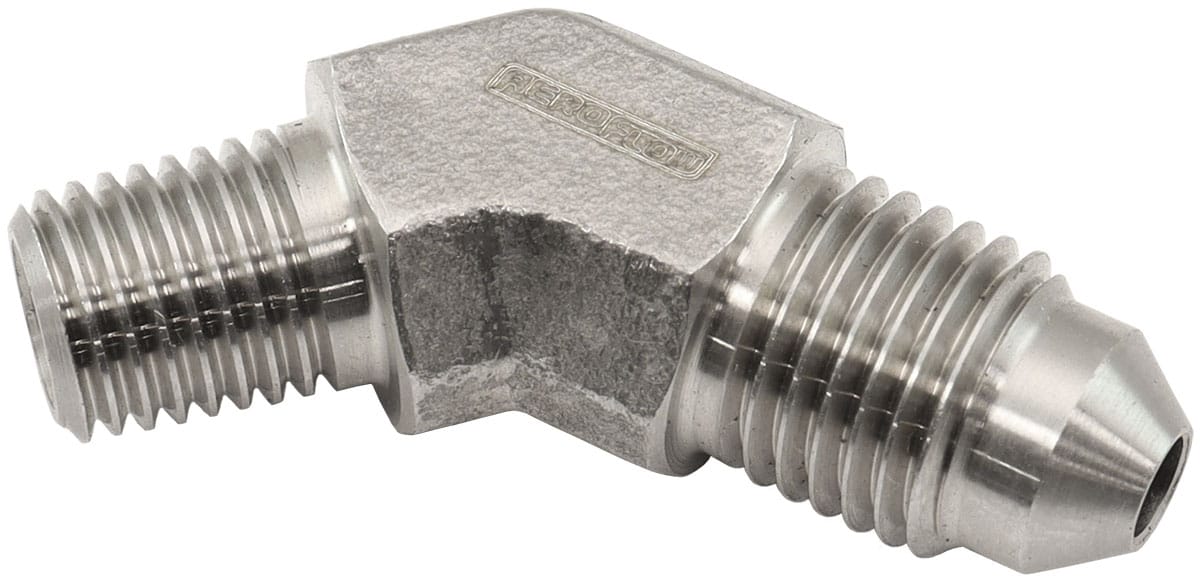 Aeroflow Performance S/S 45 DEG 1/16" NPT TO -3AN (AF382-01) SR