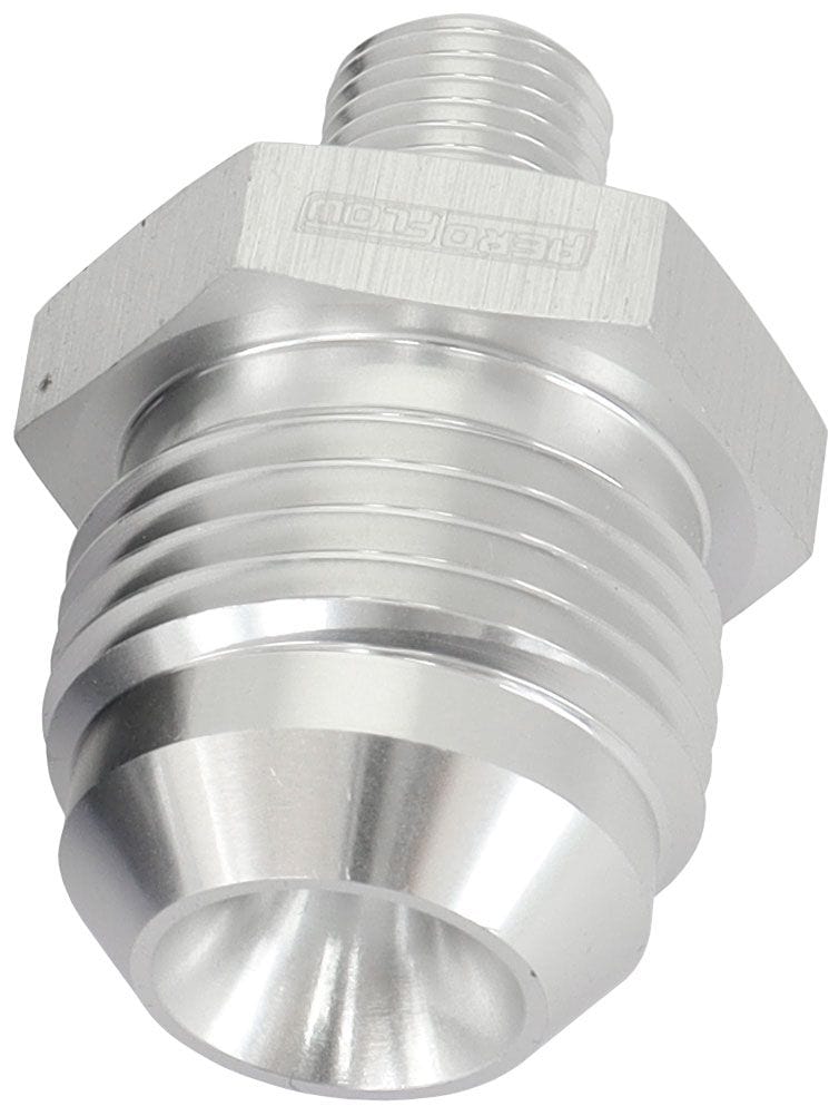 Aeroflow Performance Silver Finish Aeroflow Metric to Male Flare Adapter M10 x 1mm to -8AN AF743-10S SR