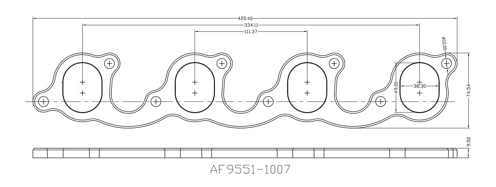 Aeroflow Performance Stainless Steel, Sold as a Pair Aeroflow Ford Cleveland 1-3/4" Oval Port Header Flange AF9551-1007 SR