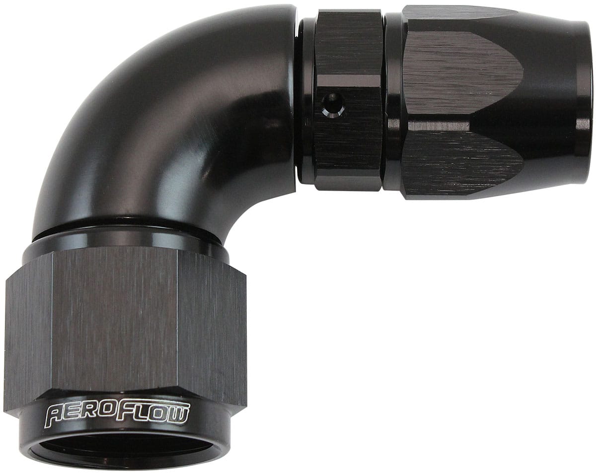 Aeroflow Performance STEPPED 90 DEGREE END -10 HOSE (AF573-10-08DBLK) SR