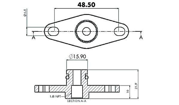 Aeroflow Performance Suit Subaru Sti EJ25 2008-on Aeroflow Fuel Rail Adapter (Blue) AF64-2067 SR