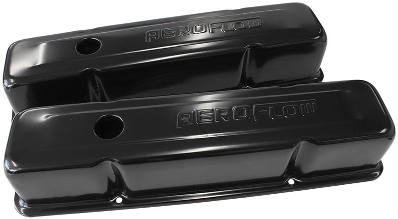 Aeroflow Performance Valve Covers AF1822-5000 Black Steel Valve Covers
Suit SB Chev With Aeroflow Logo, Tall SR