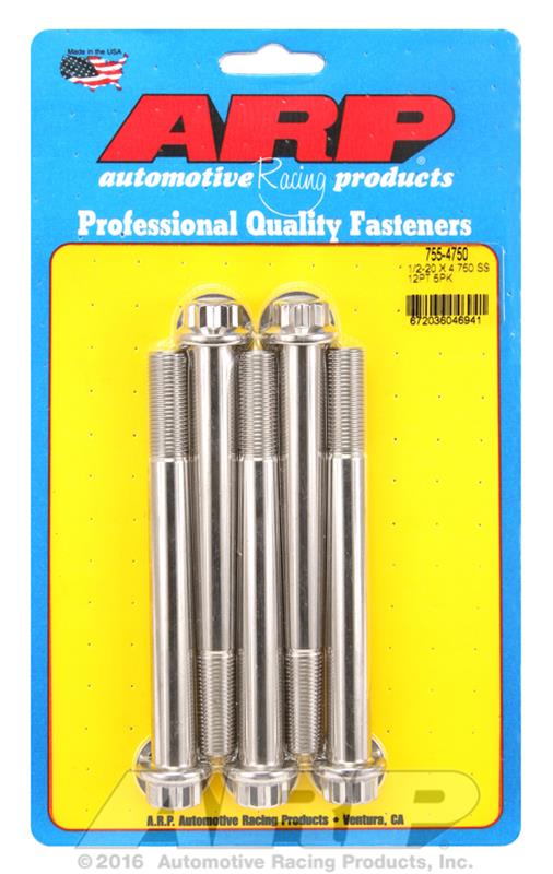 ARP ARP 1/2"-20 x 4.750 12pt SS bolts (755-4750) SR