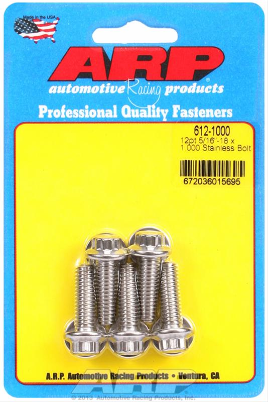 ARP ARP 5/16"-18 RH x 1.000 UHL 12pt SAE Stainless Steel Bolts 5 Pack PC (612-1000) SR