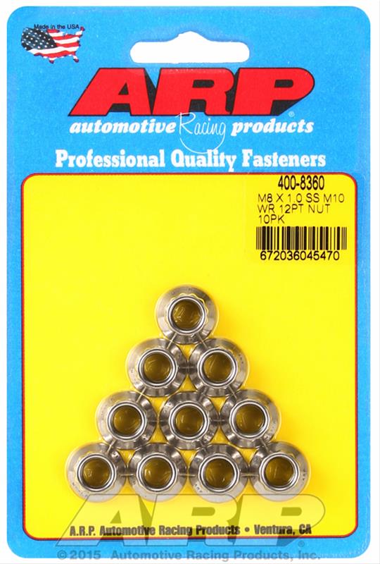 ARP ARP M8 X 1.00 (M10 wr) SS 12pt nut kit (400-8360) SR