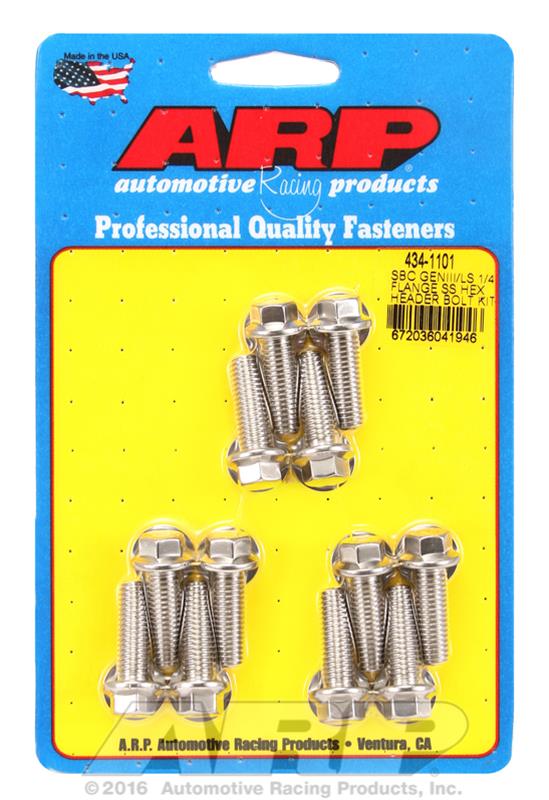 ARP ARP SBC/GENIII LS 1/4 flange SS hex header bolt kit (434-1101) SR