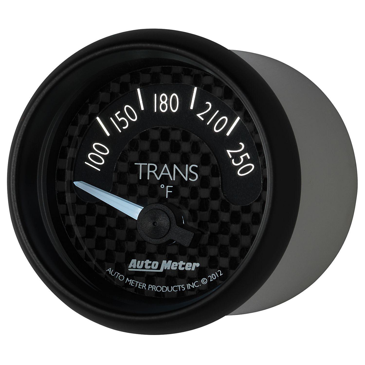 AUTOMETER 2-1/16", Black Carbon Fiber Dial, Short Sweep Electrical, 100-250°F Auto Meter GT Series Trans Temperature Gauge AU8049 SR