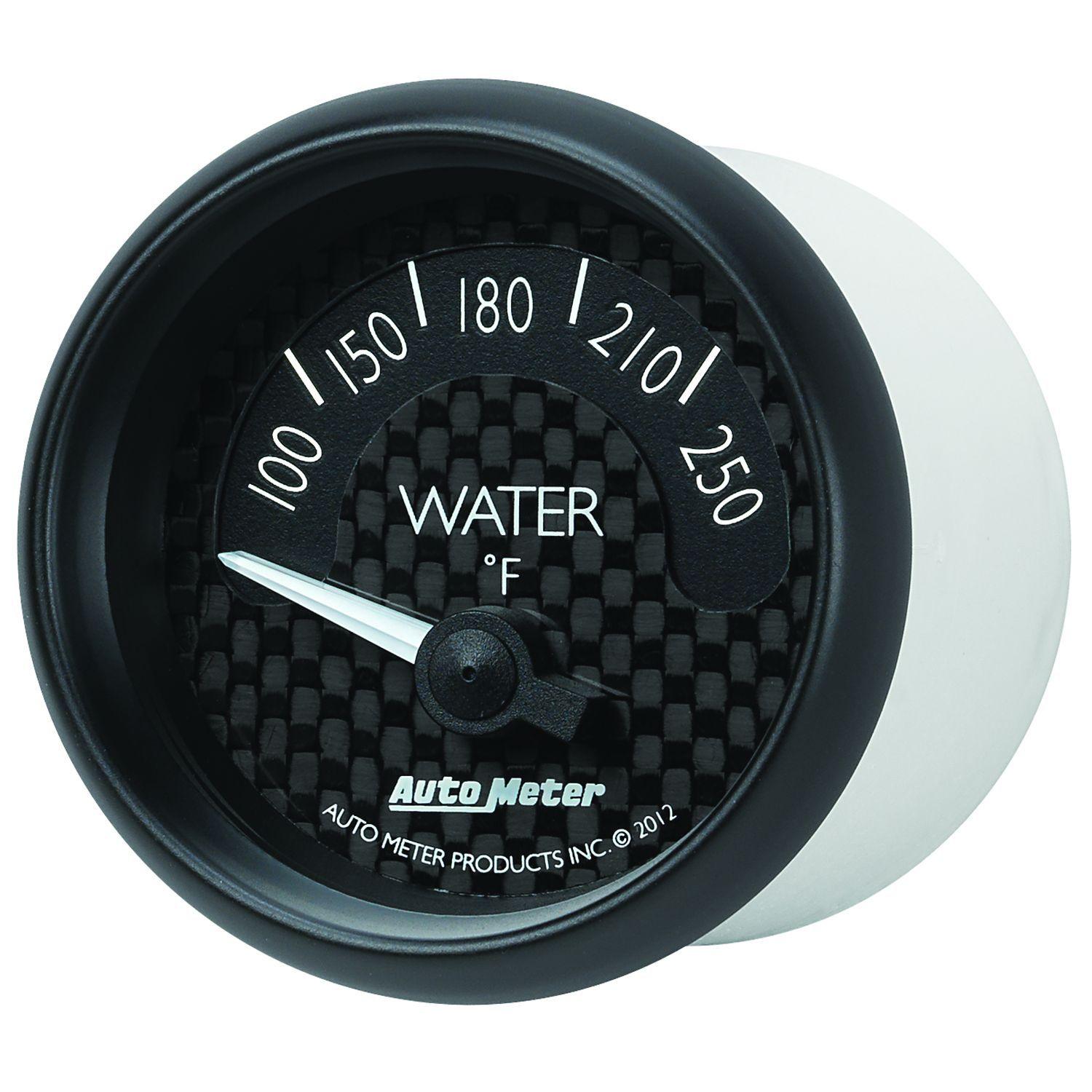 AUTOMETER 2-1/16", Black Carbon Fiber Dial, Short Sweep Electrical, 100-250°F Auto Meter GT Series Water Temperature Gauge AU8037 SR