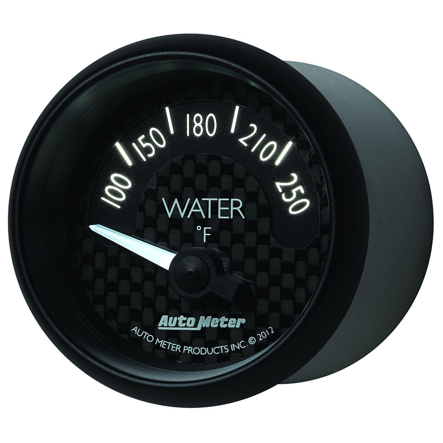 AUTOMETER 2-1/16", Black Carbon Fiber Dial, Short Sweep Electrical, 100-250°F Auto Meter GT Series Water Temperature Gauge AU8037 SR