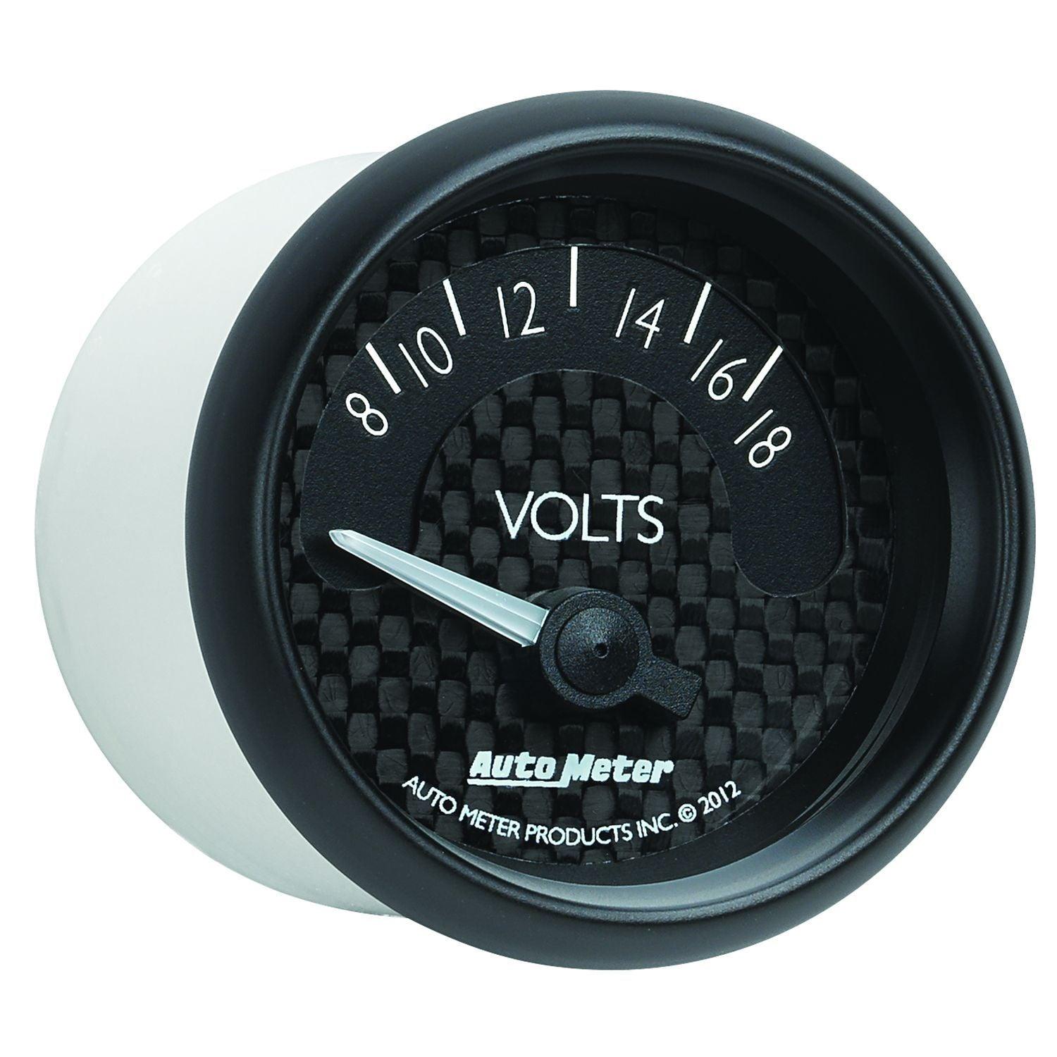AUTOMETER 2-1/16", Black Dial, Short Sweep Electrical, 8-18 Volts Auto Meter GT Series Voltmeter Gauge AU8092 SR