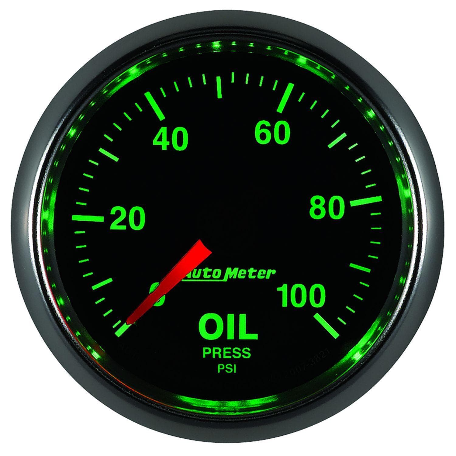 AUTOMETER 2-1/16", In-Dash, Full Sweep Mechanical, 0 - 100 psi. Auto Meter GS Series Oil Pressure Gauge AU3821 SR