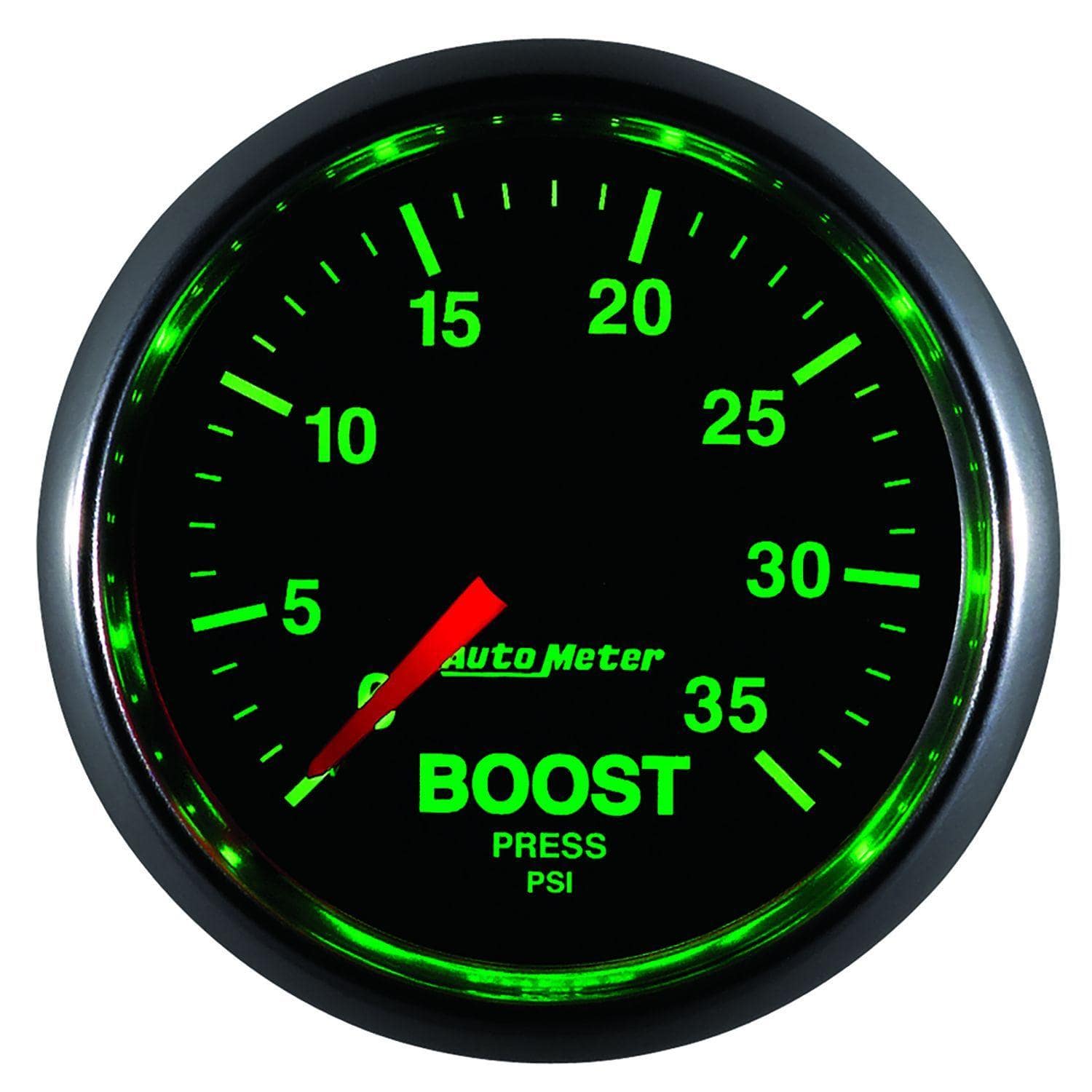 AUTOMETER 2-1/16", In-Dash, Full Sweep Mechanical, 0-35 psi Auto Meter GS Series Boost Gauge AU3804 SR