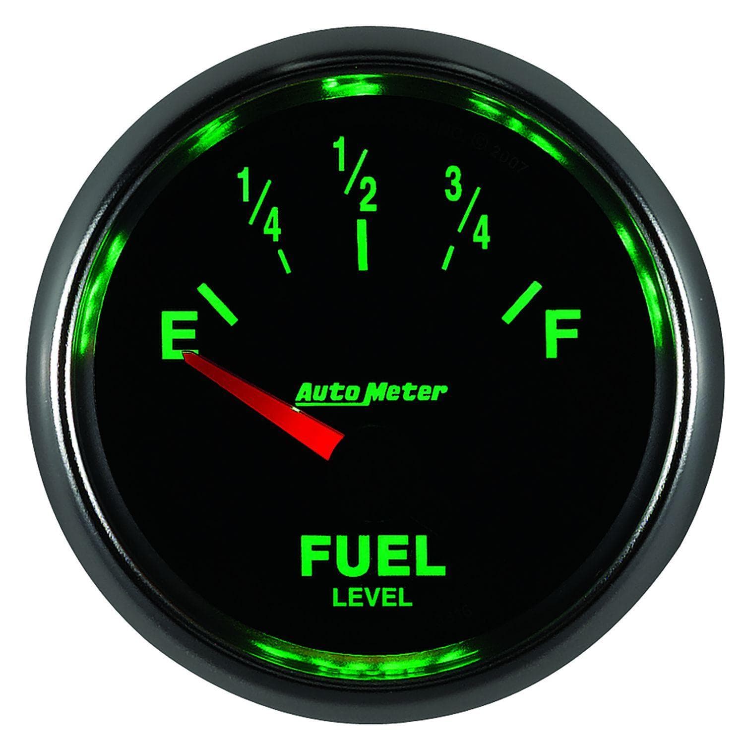 AUTOMETER 2-1/16", In-Dash, Short Sweep Electric, 240 ohms Empty/33 ohms Full Auto Meter GS Series Fuel Level Gauge AU3816 SR
