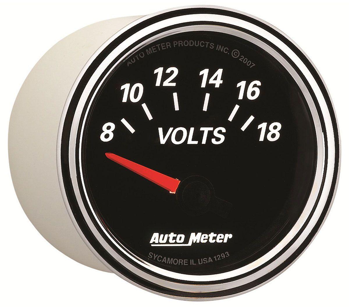 AUTOMETER 2-1/16", Short Sweep Electric, 8-18 volts Auto Meter Designer Black II Voltmeter Gauge AU1293 SR