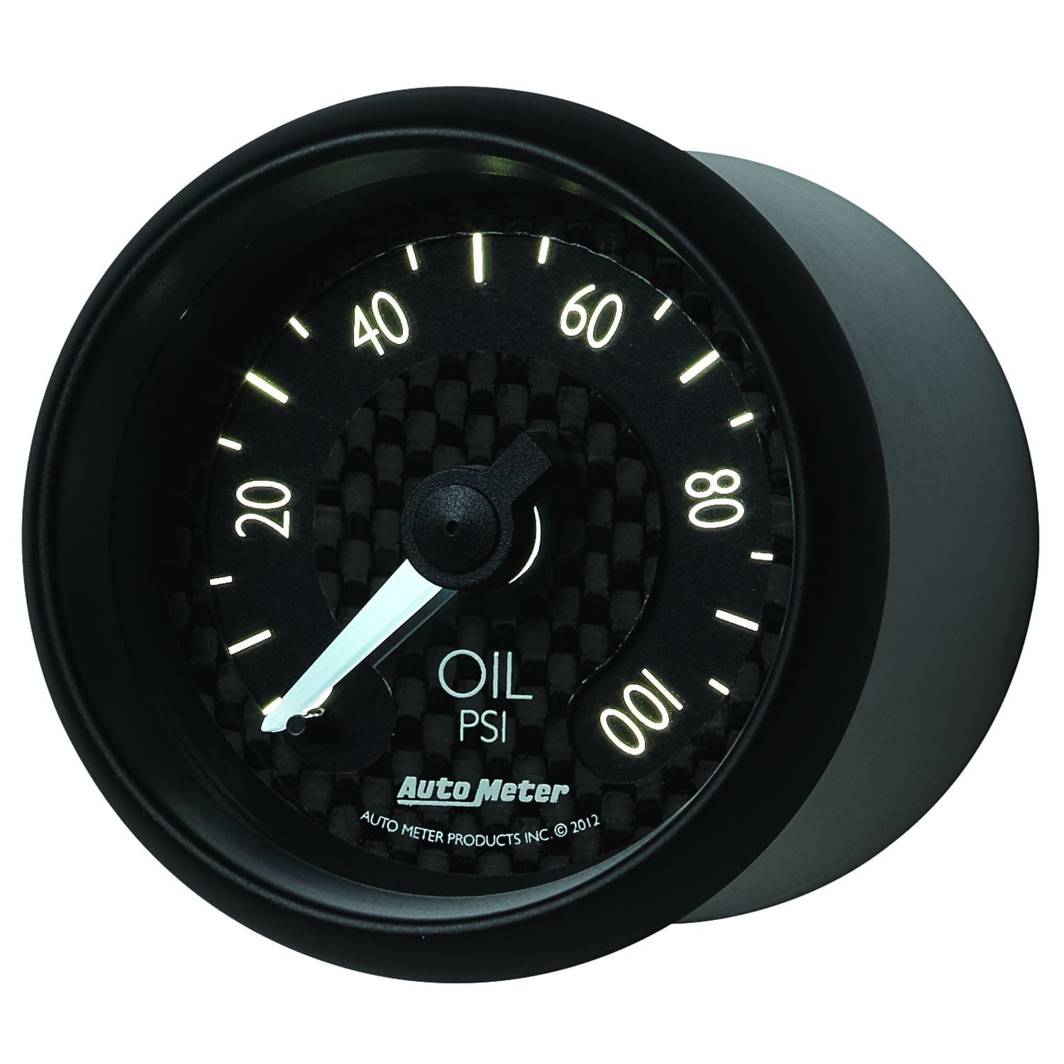 AUTOMETER 2-5/8", Black Carbon Fiber Dial, Full Sweep Mechanical, 0-100 psi Auto Meter GT Series Oil Pressure Gauge AU8021 SR