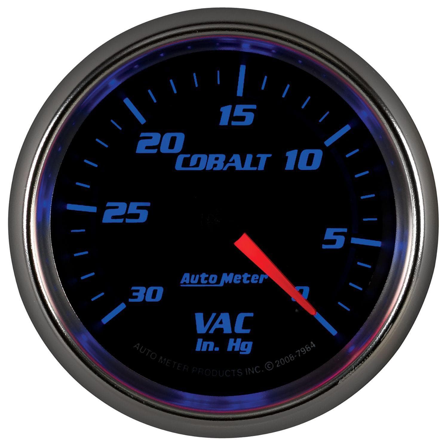 AUTOMETER 2-5/8", Full Sweep Mechanical, 0-30 In. Hg Auto Meter Cobalt Series Vacuum Gauge AU7984 SR