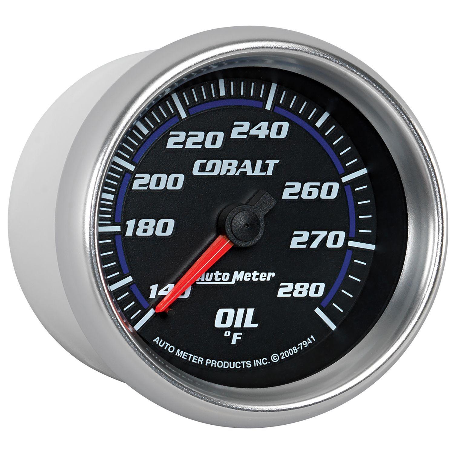 AUTOMETER 2-5/8", Full Sweep Mechanical, 140-280°F Auto Meter Cobalt Series Oil Temperature Gauge AU7941 SR