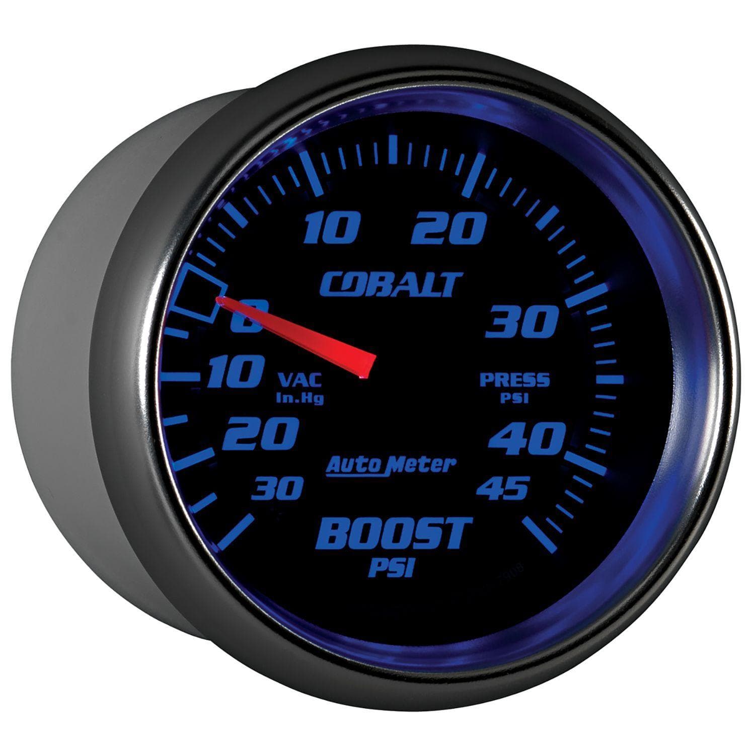 AUTOMETER 2-5/8", Full Sweep Mechanical, 30 In. Hg./45 psi Auto Meter Cobalt Series Boost/Vacuum Gauge AU7908 SR