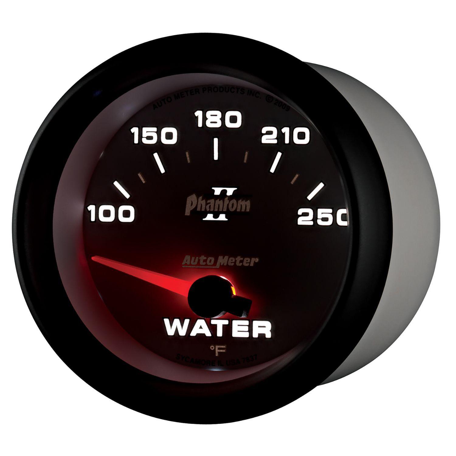 AUTOMETER 2-5/8", Short Sweep Electric, 100-250°F Auto Meter Phantom II Series Water Temperature Gauge AU7837 SR