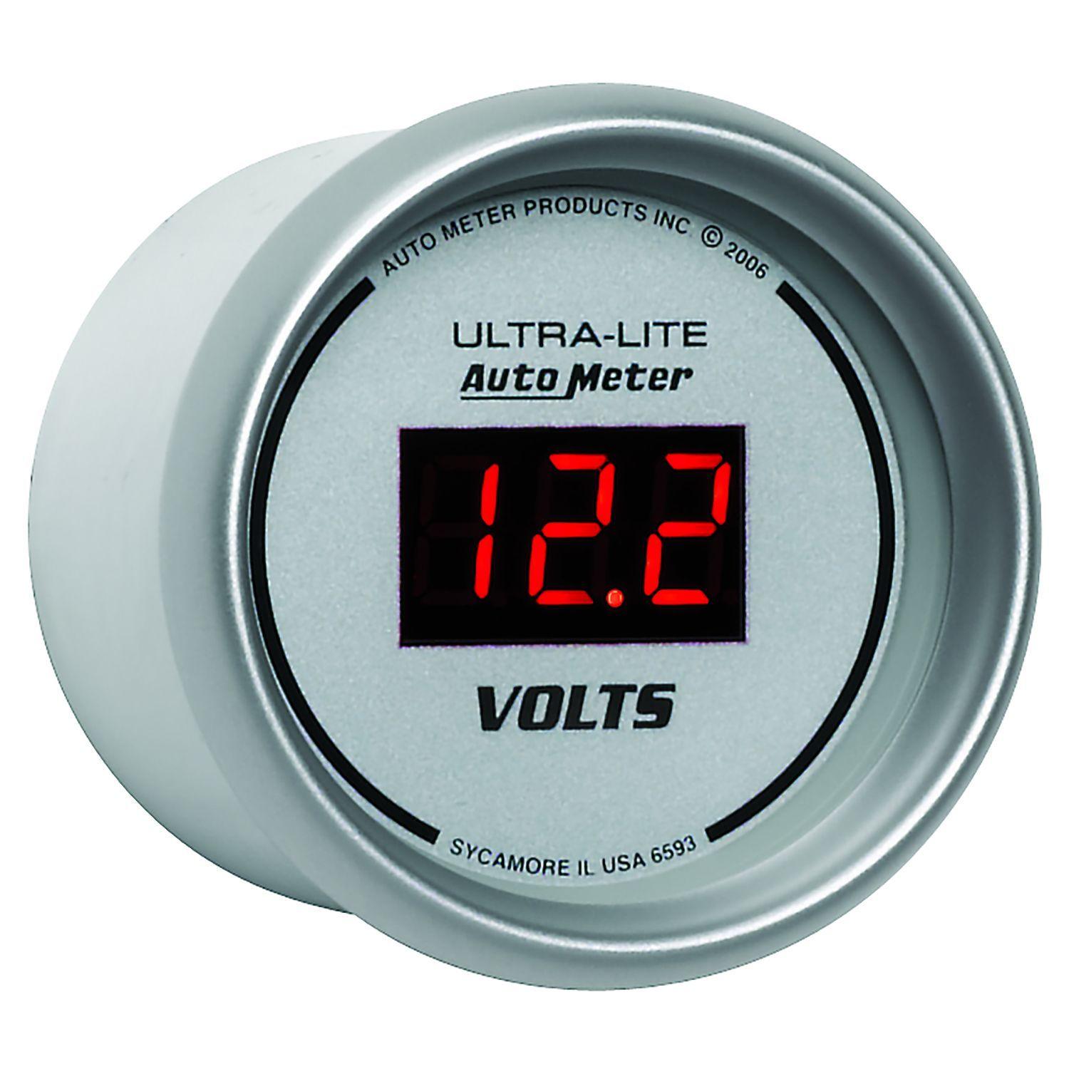 AUTOMETER Digital, In-dash, 2-1/16", 8-18 Volts Auto Meter Ultra-Lite Digital Series Voltmeter Gauge AU6593 SR