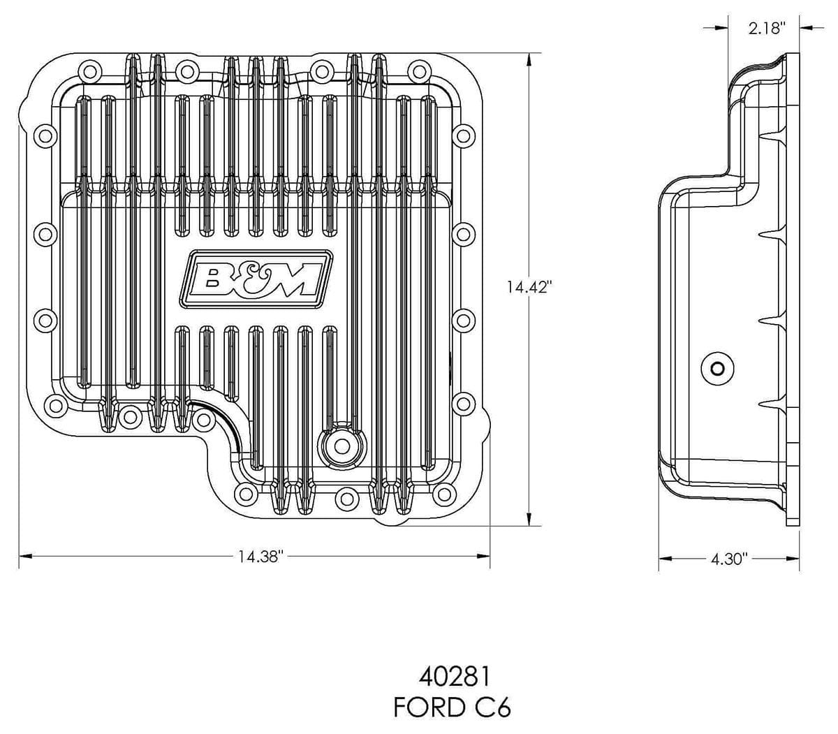 B&M Suit Ford C6, Adds An Additional 1.9 Litres B&M Cast Aluminium Deep Pan BM40281 SR