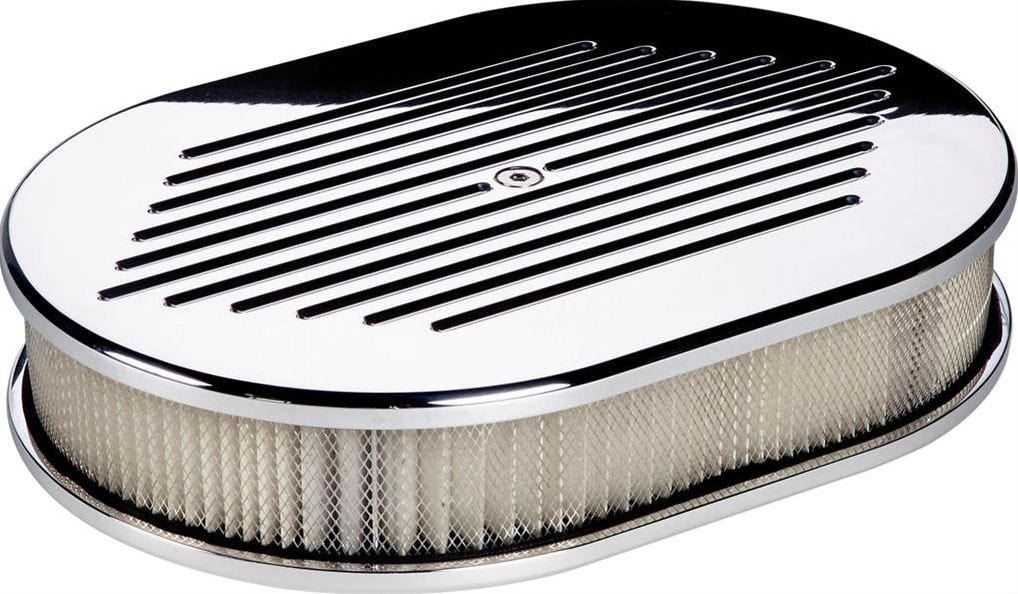 BILLET 11-7/8"L x 8-3/8"W x 3"H Billet Specialties Polished Aluminium Small Oval Air Cleaner Assembly - Ball Milled BS15320 SR