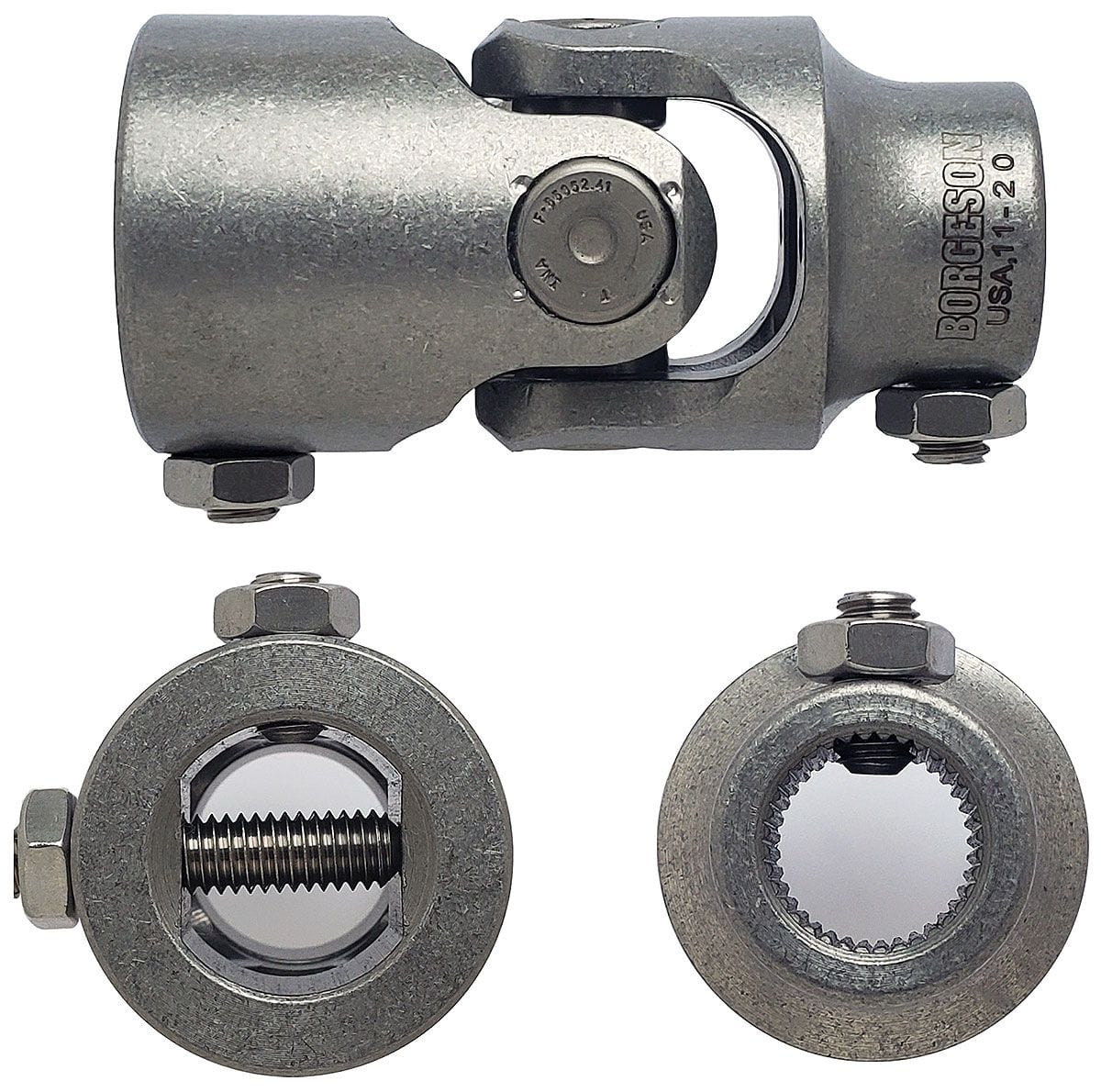 BORGESON 3/4"-36 x 1"DD - Spline x Spline Borgeson Borgeson Stainless Steel Single Needle Bearing Universal Joint BOR113452 SR