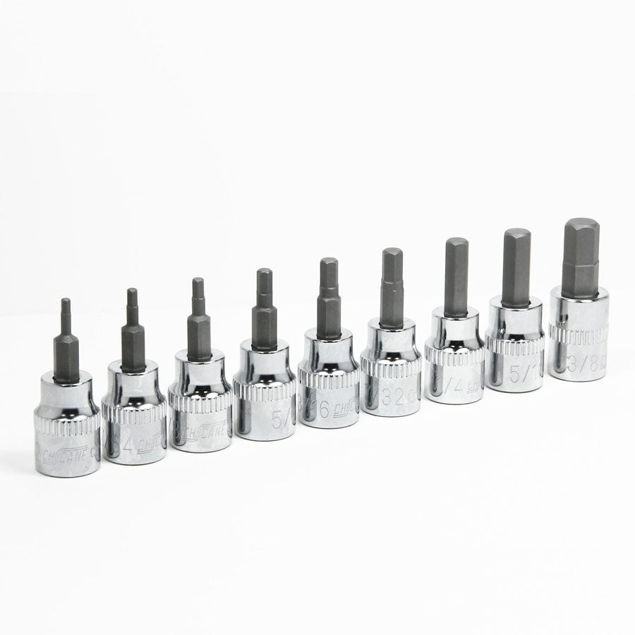 Chicane Tools HEX KEYS 9 PIECE 3/8" DR AF HEX BITS SOCKET SET SR