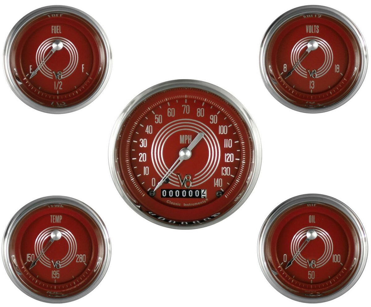 CLASSIC Classic V8 Red Steelie 5 Gauge Set CIV8SR00SHC SR