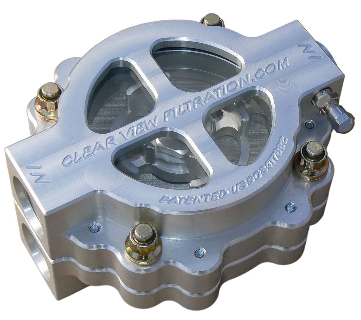 CLEARVIEW -12AN Inlet/Outlet Ports With 115 Micron Element Clear View Filtration 4" Hi-Flow See Through Oil Filter - Clear Anodised CV410-115 SR