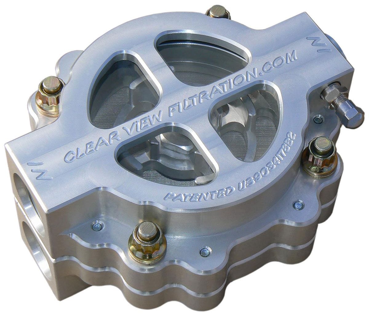 CLEARVIEW -12AN Inlet/Outlet Ports With 60 Micron Element Clear View Filtration 4" Hi-Flow See Through Oil Filter - Clear Anodised CV410-60 SR