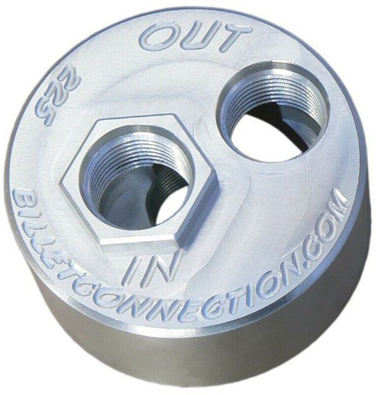 CLEARVIEW Suit Late Chev LS Series With 22 x 1.5 Thread Clear View Filtration -10AN Billet Oil Block Adapter Kit - Clear Anodised CV226 SR