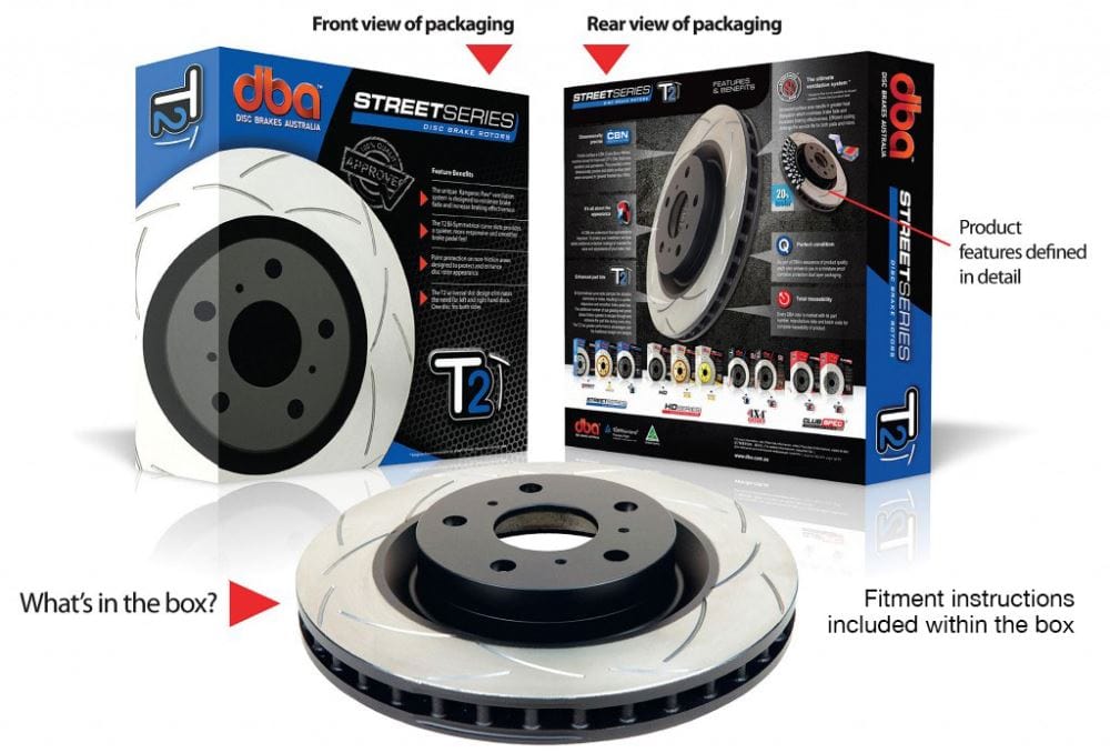 DBA Rotor Ford Focus Ford Fiesta 02-05 Street T2 Slot SLD Rear DBA Disc Brake Rotors SR