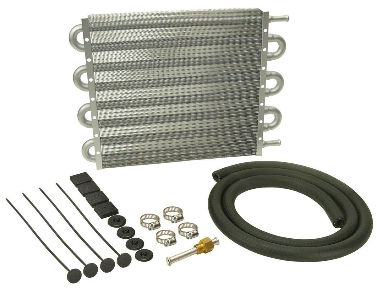 DERALE 11/32" Barb Inlets. 13" L x 10" H x 3/4" W Derale Derale Dyno-Cool 6000 Series Transmission Cooler Kit DP12907 SR